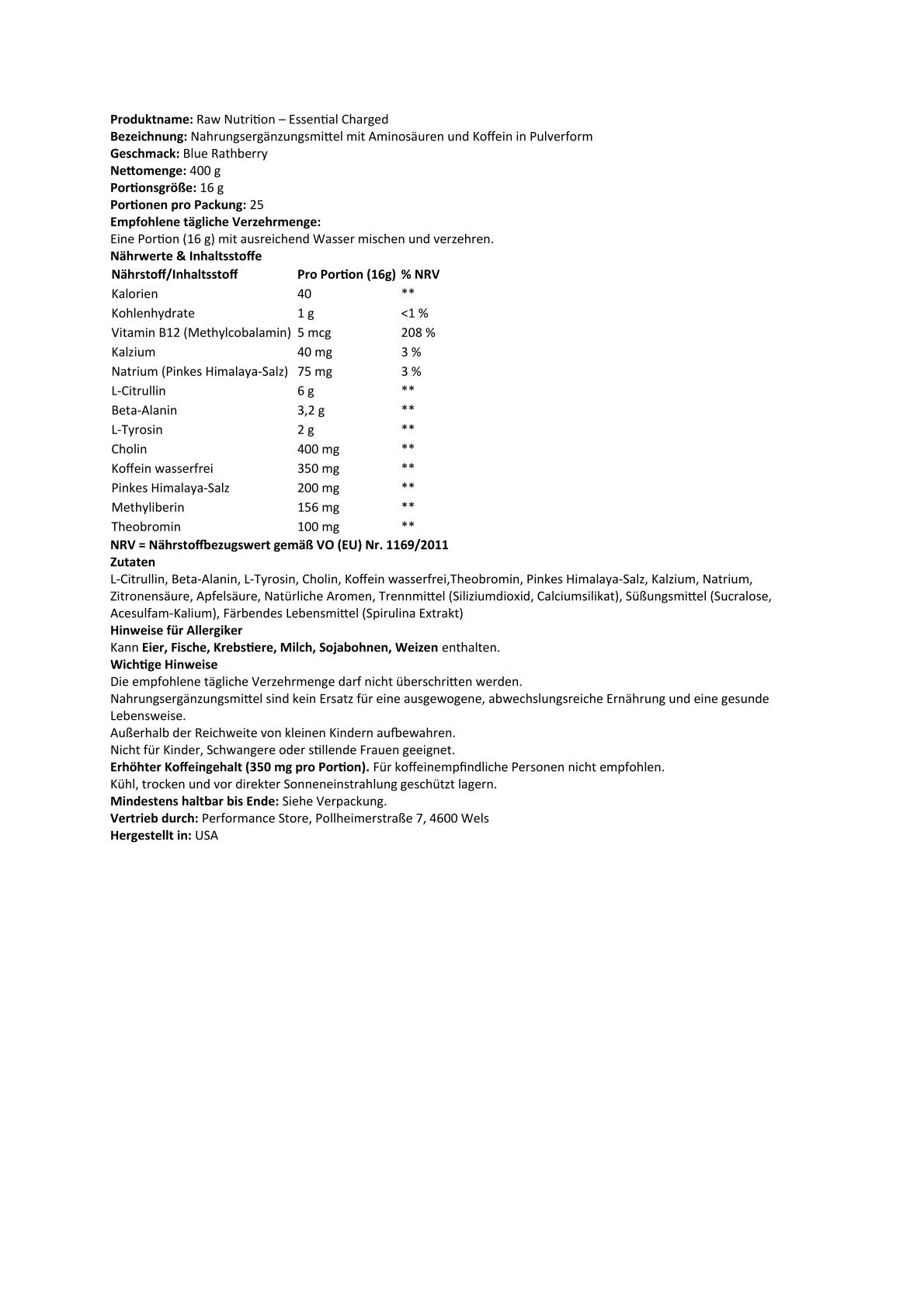 Raw Nutrition - Essential Charged by CBUM