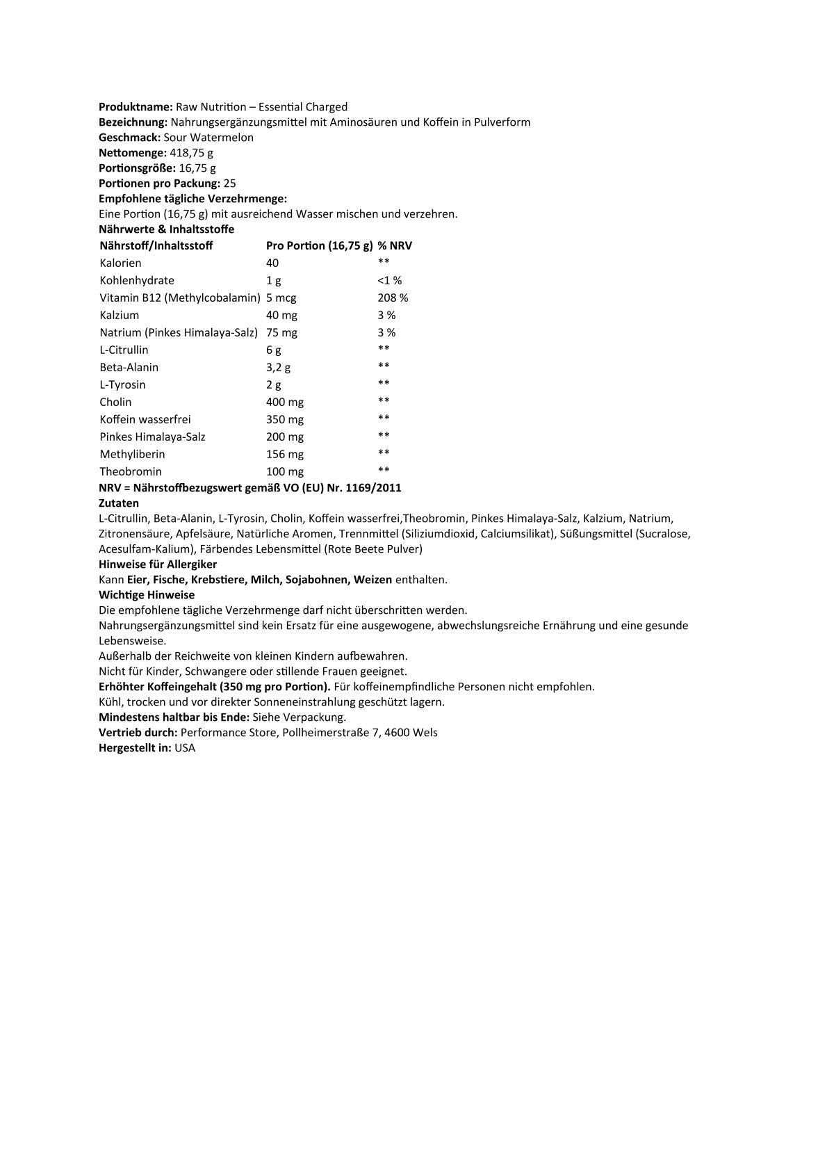 Raw Nutrition - Essential Charged by CBUM